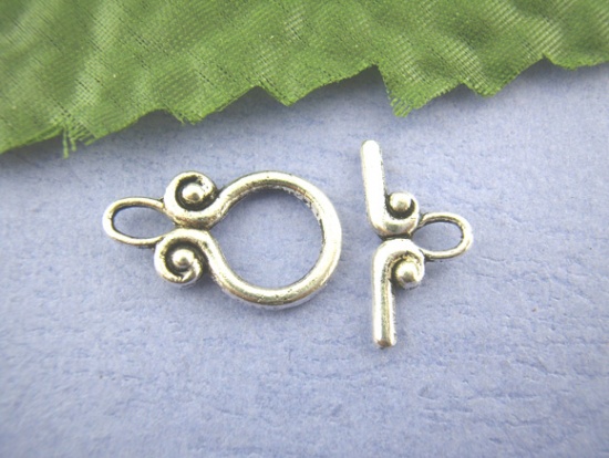Picture of Zinc Based Alloy Toggle Clasps Bottle Antique Silver Color 20mm x 12mm 18mm x 9mm, 30 Sets