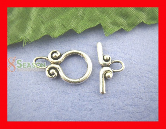 Picture of Zinc Based Alloy Toggle Clasps Bottle Antique Silver Color 20mm x 12mm 18mm x 9mm, 30 Sets
