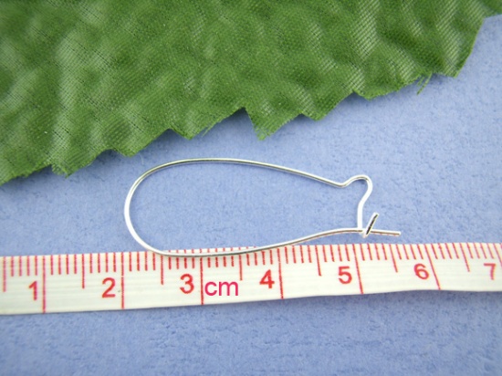 Image de Apprêts de Boucles d'Oreilles Crochets d'Oreille en Alliage de Zinc Argenté 1.6cm x 3.8cm, Epaisseur de Fil: (21 gauge), 200 Pcs