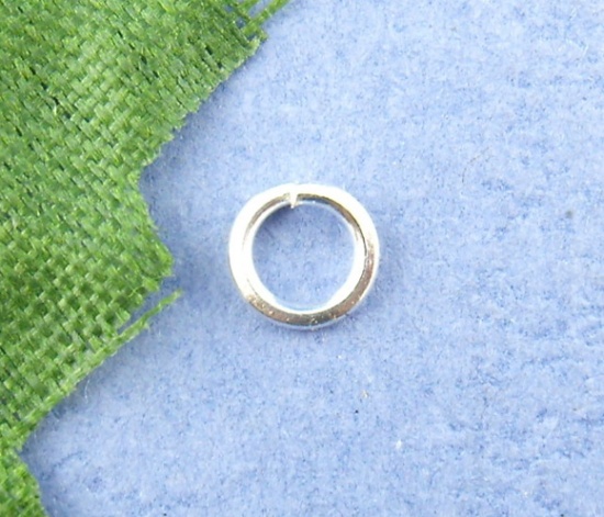Picture of 0.7mm Iron Based Alloy Open Jump Rings Findings Round Silver Plated 4mm Dia, 15000 PCs