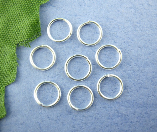 Picture of 0.7mm Iron Based Alloy Open Jump Rings Findings Round Silver Plated 10mm Dia, 600 PCs