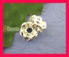 Picture of Brass Rondelle Spacer Beads Round Silver Plated Clear Rhinestone About 8mm( 3/8") Dia, Hole:Approx 1.6mm, 25 PCs                                                                                                                                              