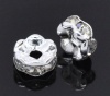 Bild von Messing Rondelle Spacer Perlen Zwischenperlen Rund Versilbert Weiß Strass ca. 5mm D., Loch:ca. 1.2mm, 30 Stück                                                                                                                                                