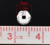 Picture of Brass Rondelle Spacer Beads Round Silver Plated Clear Rhinestone About 5mm( 2/8") Dia, Hole:Approx 1.2mm, 30 PCs                                                                                                                                              