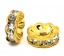 Immagine di Ottone + Strass Separatori Perline Tondo Piatto Oro Placcato Nulla Disegno Bianco Strass Circa 10mm Dia, Foro:Circa 1.8mm, 20 Pz