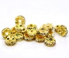 Bild von Messing Rondelle Spacer Perlen Zwischenperlen Rund Vergoldet Weiß Strass ca. 8mm D., Loch:ca. 1.6mm, 25 Stück                                                                                                                                                 