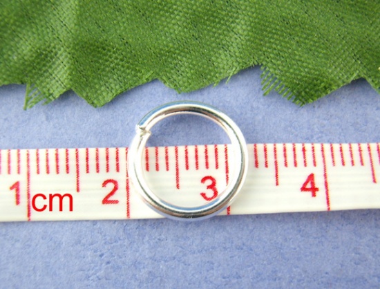 Picture of 1.2mm Iron Based Alloy Open Jump Rings Findings Round Silver Plated 12mm Dia, 100 PCs