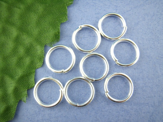 Picture of 1.2mm Iron Based Alloy Open Jump Rings Findings Round Silver Plated 12mm Dia, 100 PCs