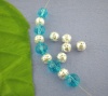 Picture of Iron Based Alloy Spacer Beads Ball Silver Plated Dot About 8mm Dia., Hole: Approx 0.8mm, 100 PCs