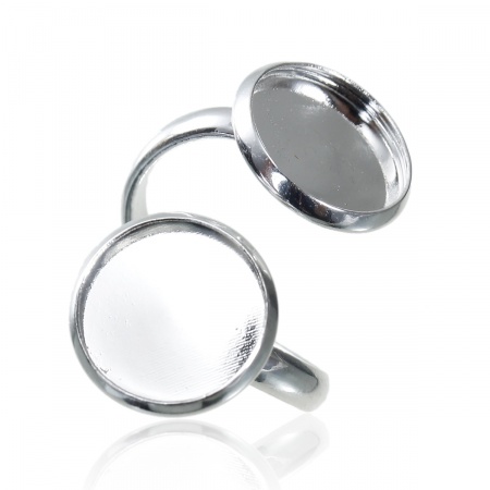 Ottone Non Regolabile Anello Tondo Argento Placcato (Adatto: 12mm) 16.5mm (taglia di US: 6), 5 Pz