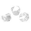 Picture of Brass Adjustable Rings Round Silver Plated Pattern Hollow (Fits 12mm Dia.) 16.5mm( 5/8")(US Size 6), 5 PCs                                                                                                                                                    