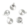 Picture of Brass Charms Round Silver Plated (Can Hold 13mm Dia. Pointed Back Rhinestone) 17mm( 5/8") x 14mm( 4/8"), 5 PCs