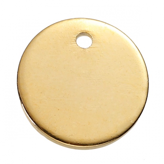真鍮 チャーム 円形 金メッキ スタンピング用ブランク タグ 10mm直径、 10 個                                                                                                                                                                                                                    の画像
