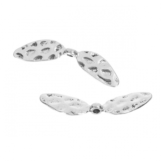 Picture of Zinc Based Alloy Spacer Beads Dragonfly Wing Antique Silver Color About 42mm x 11mm, Hole: Approx 2.5mm, 30 PCs