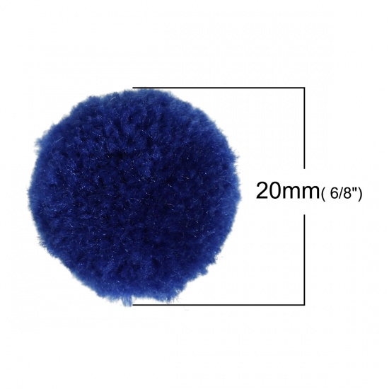 Picture of Imitation Cashmere Pom Pom Balls DIY Craft Decoration Royal Blue Round 20mm( 6/8") Dia., 30 PCs