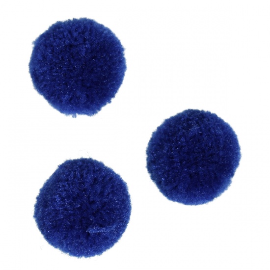 Picture of Imitation Cashmere Pom Pom Balls DIY Craft Decoration Royal Blue Round 20mm( 6/8") Dia., 30 PCs