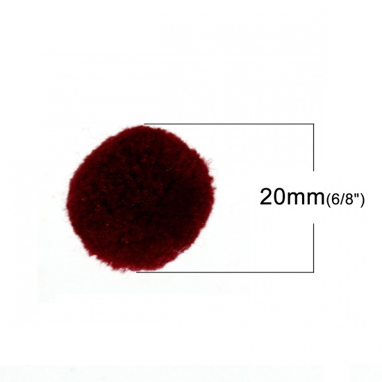 Picture of Imitation Cashmere Pom Pom Balls DIY Craft Decoration Wine Red Round 20mm( 6/8") Dia., 30 PCs