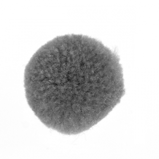 Picture of Imitation Cashmere Pom Pom Balls DIY Craft Decoration Gray Round 20mm( 6/8") Dia., 30 PCs