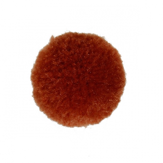 Picture of Imitation Cashmere Pom Pom Balls DIY Craft Decoration Brown Round 20mm( 6/8") Dia., 30 PCs