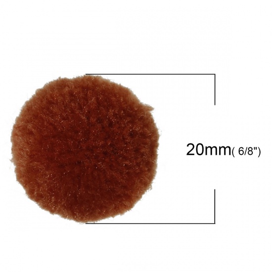 Picture of Imitation Cashmere Pom Pom Balls DIY Craft Decoration Brown Round 20mm( 6/8") Dia., 30 PCs