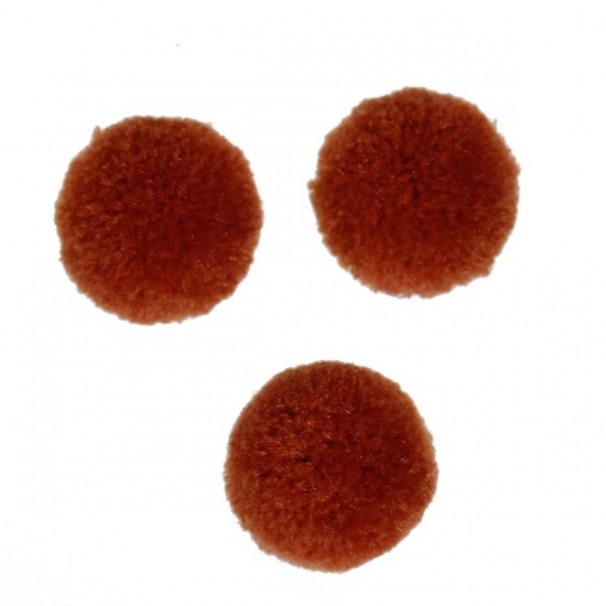 Picture of Imitation Cashmere Pom Pom Balls DIY Craft Decoration Brown Round 20mm( 6/8") Dia., 30 PCs