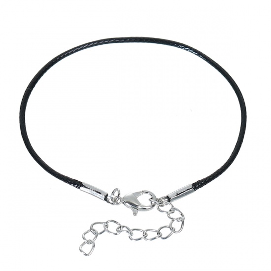 Immagine di Corda della Cera Intrecciatura Braccialetti Nero lunghezza:18.5cm 10 Pz