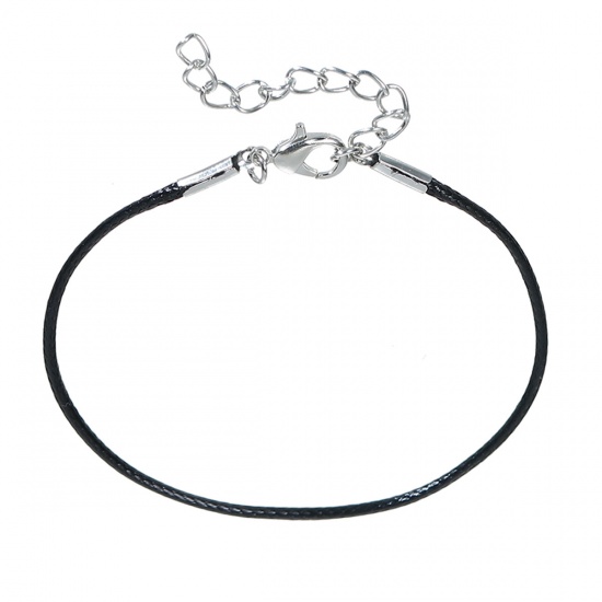Picture of Wax Rope Braiding Bracelets Black 18.5cm(7 2/8") long, 10 PCs