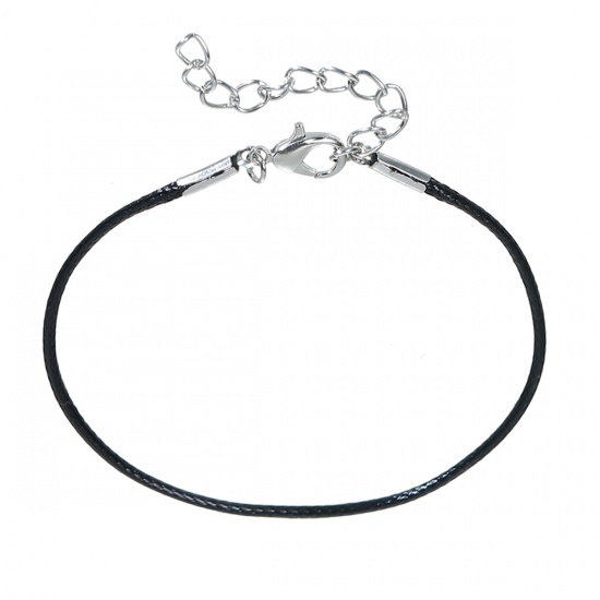 Immagine di Corda della Cera Intrecciatura Braccialetti Nero lunghezza:18.5cm 10 Pz