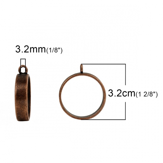 Immagine di Lega di Zinco Charm Aprire Lunetta Posteriore Pendenti Per Resina Tondo Ossido di Rame 32mm x 27mm, 2 Pz