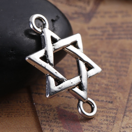 Picture of Zinc Based Alloy Merkaba Meditation Connectors Findings Hexagram Antique Silver Color 26mm x 17mm, 50 PCs