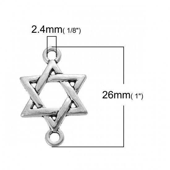 Picture of Zinc Based Alloy Merkaba Meditation Connectors Findings Hexagram Antique Silver Color 26mm x 17mm, 50 PCs