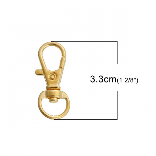 Picture of Zinc Based Alloy Keychain & Keyring Gold Plated 33mm(1 2/8") x 13mm( 4/8"), 10 PCs