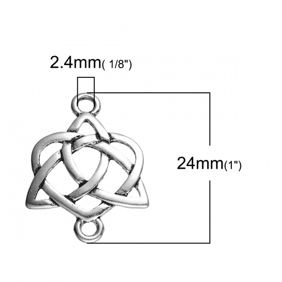 Bild von Zinklegierung Verbinder Keltischer Knoten Antiksilber Hohl 24mm x 19mm, 20 Stücke
