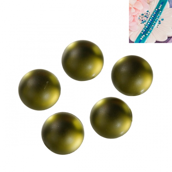 Picture of Acrylic Imitation Polaris Rhinestones Round Flatback Olive Green 10mm( 3/8")Dia., 40 PCs