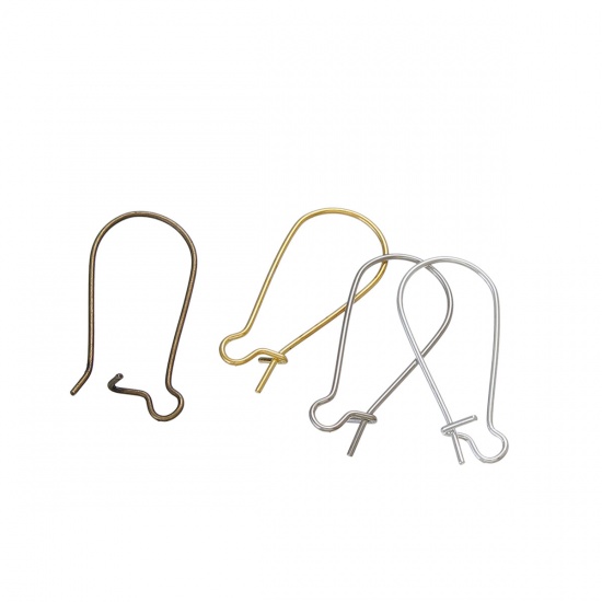 Picture of Zinc Based Alloy Ear Wire Hooks Earring Findings Mixed 25mm x 11mm - 24mm x 11mm, Post/ Wire Size: (21 gauge), 200 PCs