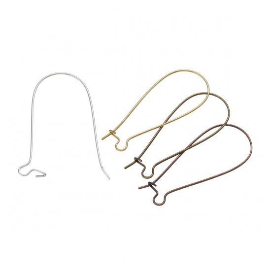 Picture of Zinc Based Alloy & Iron Based Alloy Ear Wire Hooks Earring Findings Mixed 38mm x 16mm - 35mm x 15mm, Post/ Wire Size: (21 gauge), 200 PCs