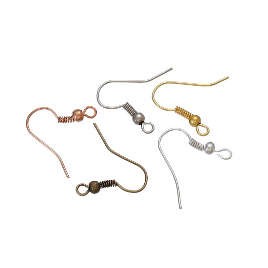 Picture of Zinc Based Alloy & Iron Based Alloy Ear Wire Hooks Earring Findings Mixed 19mm x 18mm, Post/ Wire Size: (21 gauge), 250 PCs