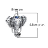 Imagen de Aleación del Cinc Boho Chic Colgantes Cabeza de elefante Plata Antigua Mal de ojo Esmalte 55mm x 47mm, 2 Unidades