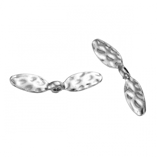 Picture of Zinc Based Alloy Spacer Beads Dragonfly Wing Antique Silver About 31mm x 7mm, Hole: Approx 2.5mm, 50 PCs