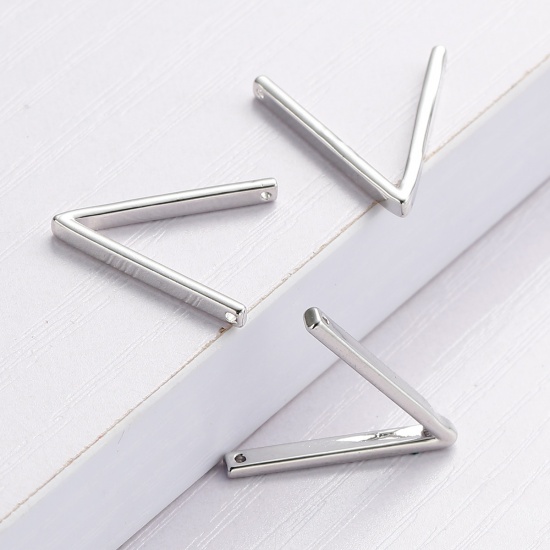 Picture of Brass Connectors Findings Wishbone Silver Tone 20mm x19mm( 6/8" x 6/8") - 20mm x12mm( 6/8" x 4/8"), 2 PCs                                                                                                                                                     