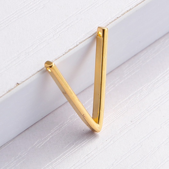Picture of Brass Connectors Findings Wishbone Gold Plated 20mm x19mm( 6/8" x 6/8") - 20mm x12mm( 6/8" x 4/8"), 2 PCs                                                                                                                                                     