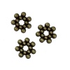 Immagine di Lega di Zinco Separatori Perline Fiore della Prugna Bronzo Antico Circa 7mm x 7mm, Foro:Circa 1.6mm, 300 Pz