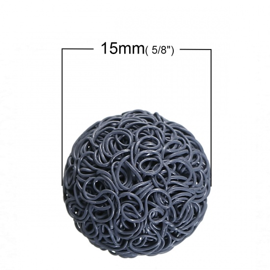 Picture of Iron Based Alloy Embellishments Round Dark Gray Streak Carved 15mm( 5/8") Dia, 5 PCs