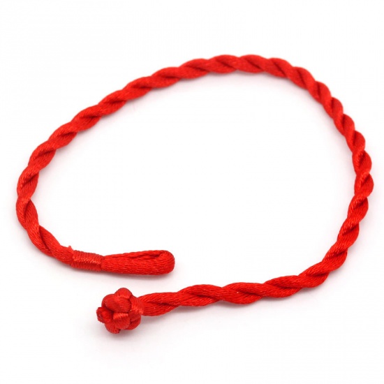 Immagine di Poliestere String Kabbalah Rosso Intrecciato Amicizia  lunghezza:21cm(8 2/8") long - 19cm(7 4/8") long, 30 Pz