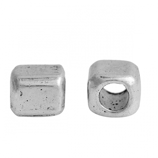 Picture of Zinc Based Alloy Spacer Beads Cube Antique Silver Color About 4mm x 3.5mm, Hole: Approx 2.2mm, 200 PCs