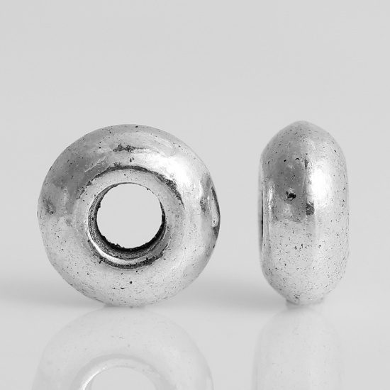 Picture of Zinc Based Alloy Spacer Beads Bicone Flying Saucer Antique Silver About 8mm x 4mm, Hole: Approx 3mm, 100 PCs