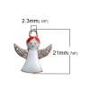 Picture of Zinc Based Alloy Charms Angel Light Golden Wing Clear Rhinestone White & Red Enamel 21mm( 7/8") x 18mm( 6/8"), 5 PCs