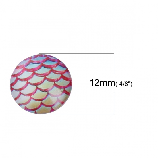 Immagine di Vetro Cupola Dome Seals Cabochon Tondo Flatback Rosso Trasparente 12mm Dia, 20 Pz