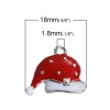 Bild von Zinklegierung Charms Weihnachten Mütze Silberfarbe Weiß & Rot Emaille 18mm x 15mm, 5 Stücke