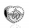 Изображение Цинковый Сплав Европейский стиль Бусины Сердце, Античное Серебро ЛошадьРезной 12мм x 12мм, Отверстие ：около 5мм, 20 ШТ